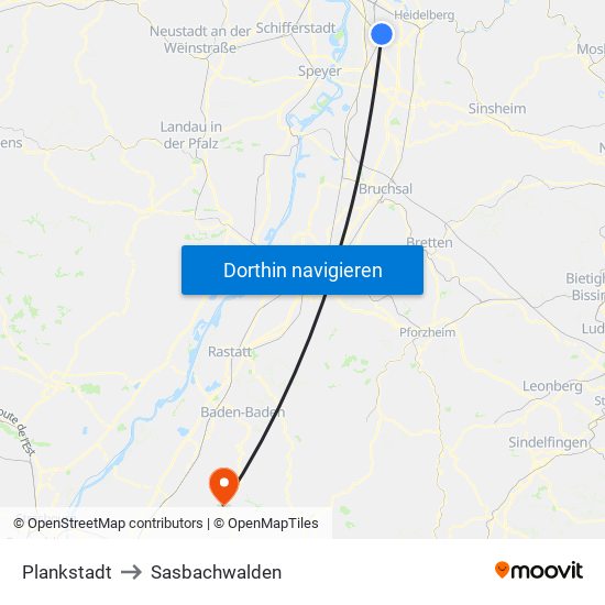 Plankstadt to Sasbachwalden map