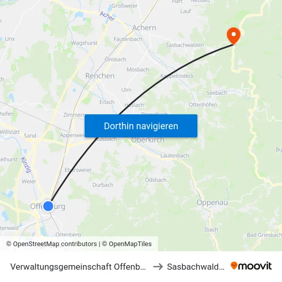 Verwaltungsgemeinschaft Offenburg to Sasbachwalden map