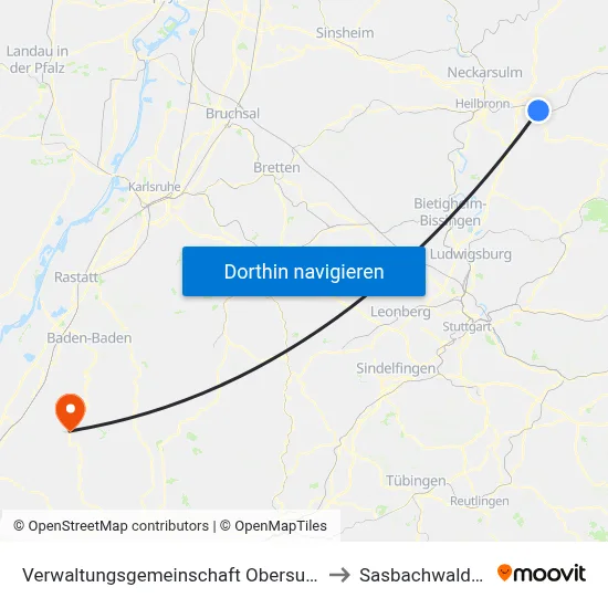 Verwaltungsgemeinschaft Obersulm to Sasbachwalden map