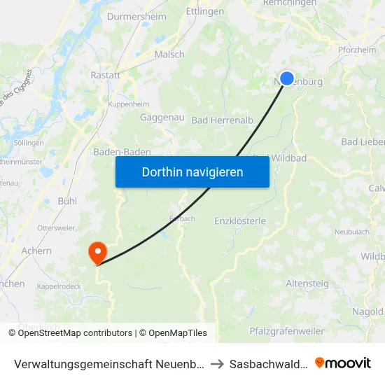 Verwaltungsgemeinschaft Neuenbürg to Sasbachwalden map