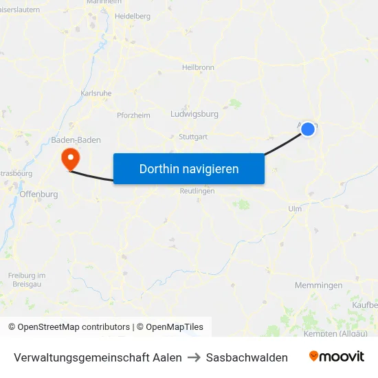 Verwaltungsgemeinschaft Aalen to Sasbachwalden map