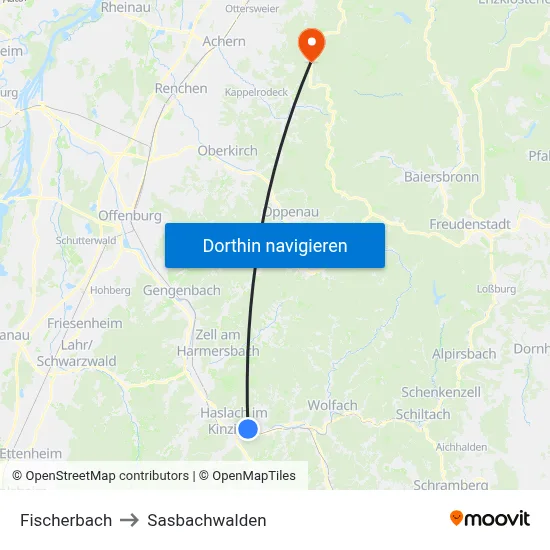 Fischerbach to Sasbachwalden map