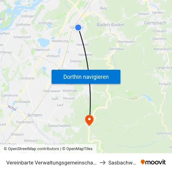 Vereinbarte Verwaltungsgemeinschaft Sinzheim to Sasbachwalden map