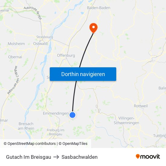 Gutach Im Breisgau to Sasbachwalden map