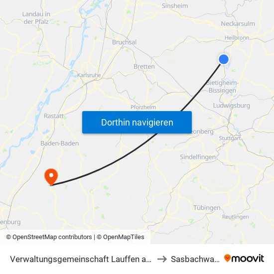 Verwaltungsgemeinschaft Lauffen am Neckar to Sasbachwalden map