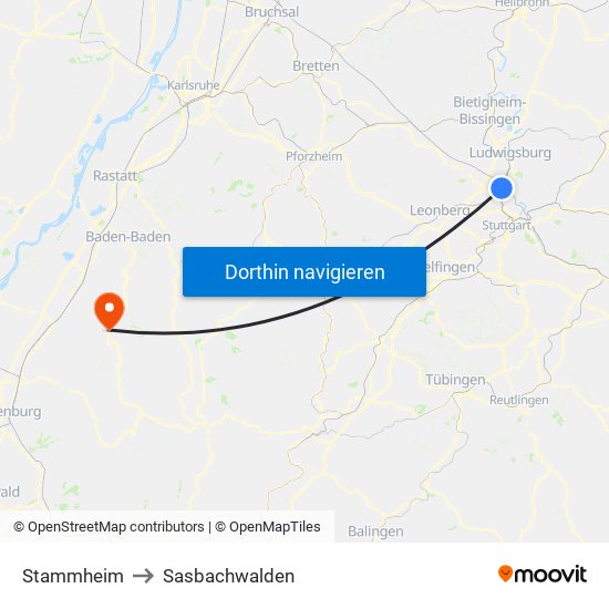 Stammheim to Sasbachwalden map