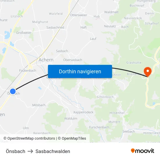 Önsbach to Sasbachwalden map