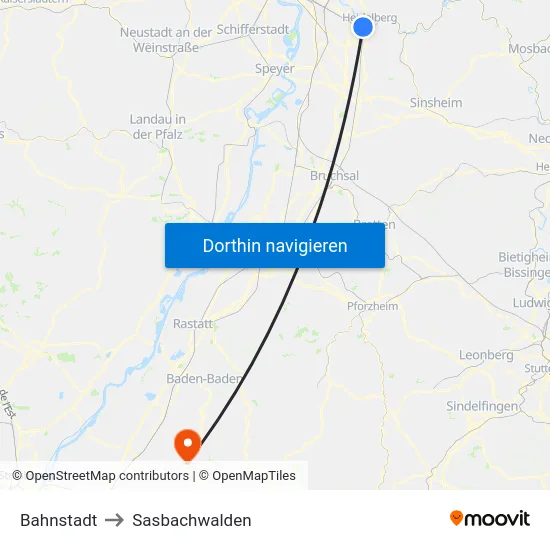 Bahnstadt to Sasbachwalden map