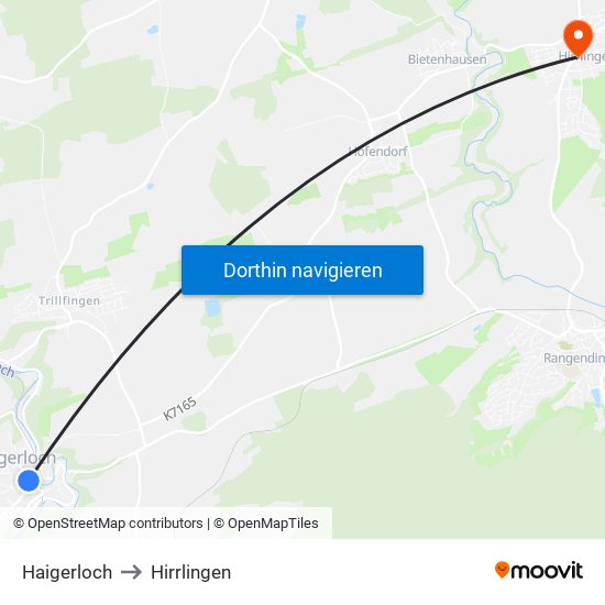 Haigerloch to Hirrlingen map