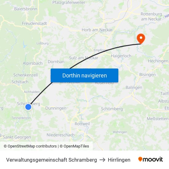 Verwaltungsgemeinschaft Schramberg to Hirrlingen map