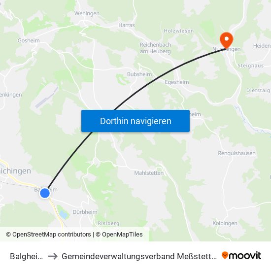 Balgheim to Gemeindeverwaltungsverband Meßstetten map