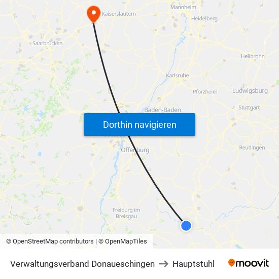 Verwaltungsverband Donaueschingen to Hauptstuhl map