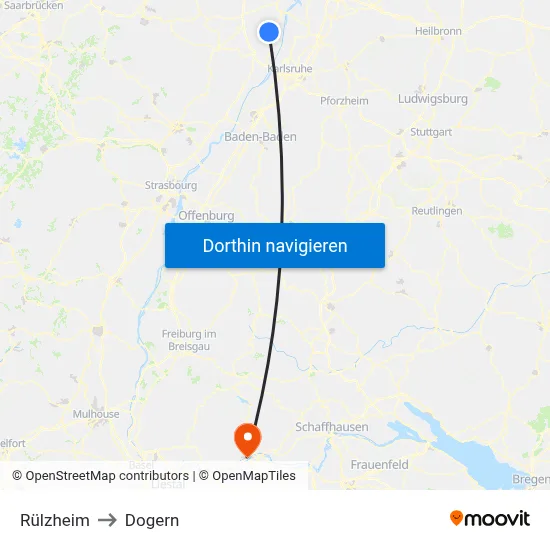Rülzheim to Dogern map