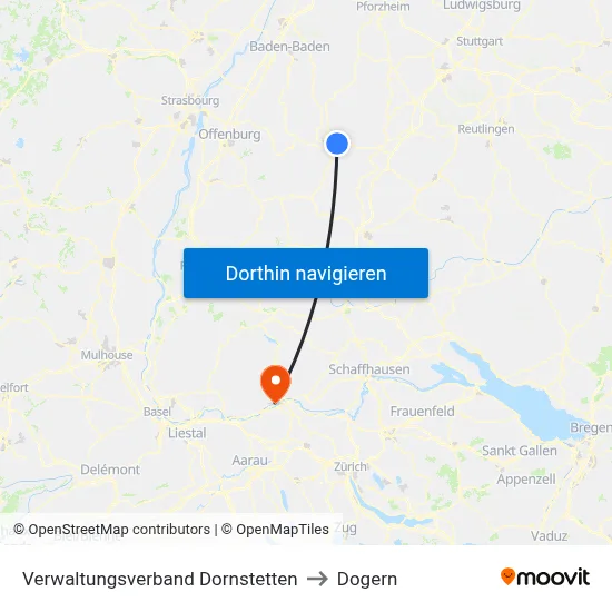 Verwaltungsverband Dornstetten to Dogern map