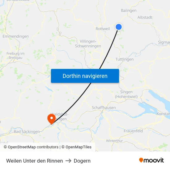 Weilen Unter den Rinnen to Dogern map