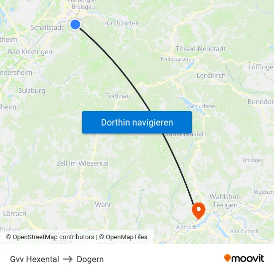 Gvv Hexental to Dogern map
