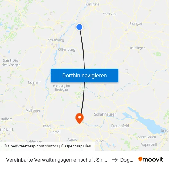 Vereinbarte Verwaltungsgemeinschaft Sinzheim to Dogern map