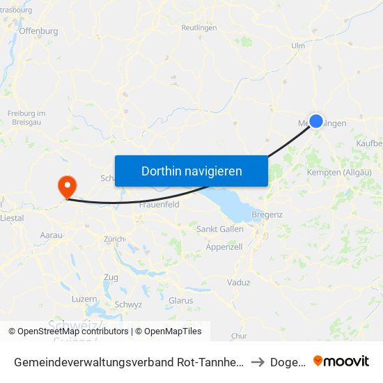 Gemeindeverwaltungsverband Rot-Tannheim to Dogern map