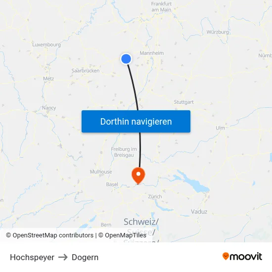 Hochspeyer to Dogern map