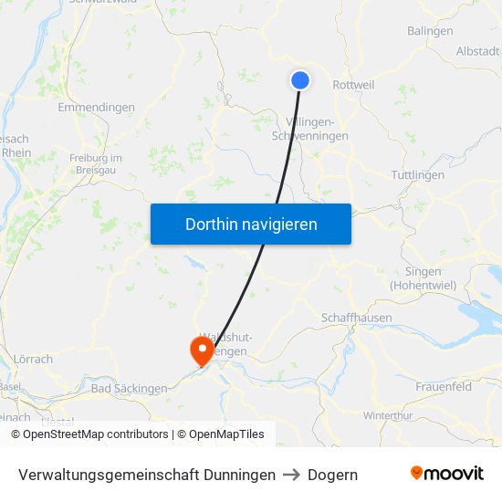 Verwaltungsgemeinschaft Dunningen to Dogern map