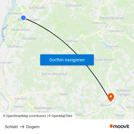 Schlatt to Dogern map