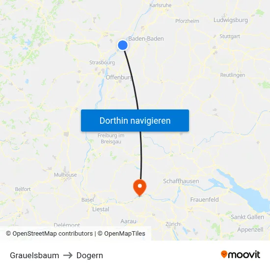 Grauelsbaum to Dogern map