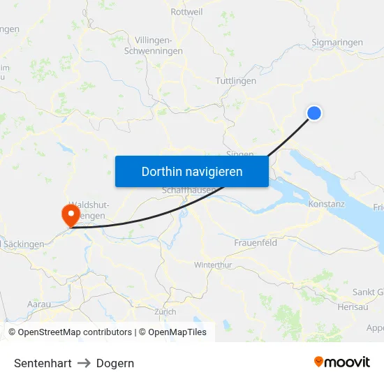 Sentenhart to Dogern map