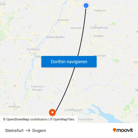Steinsfurt to Dogern map