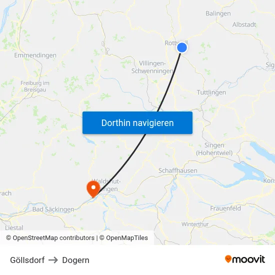 Göllsdorf to Dogern map