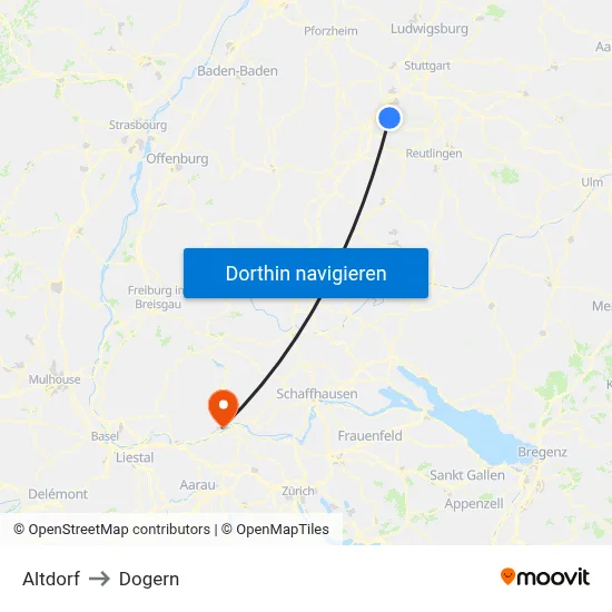 Altdorf to Dogern map
