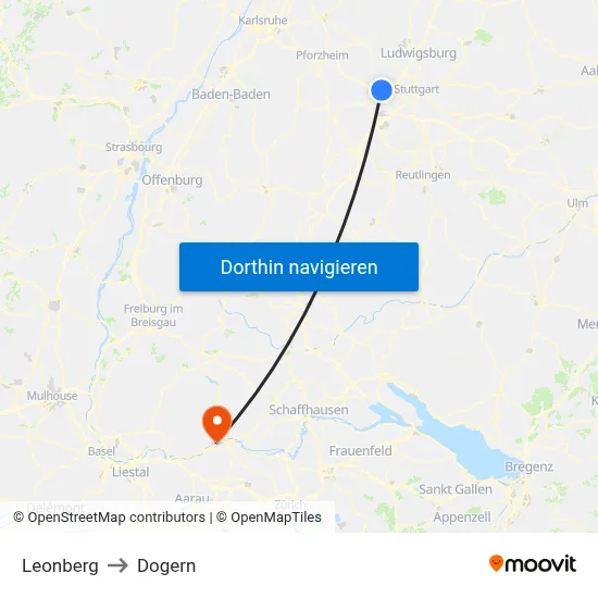 Leonberg to Dogern map