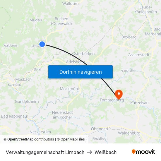 Verwaltungsgemeinschaft Limbach to Weißbach map