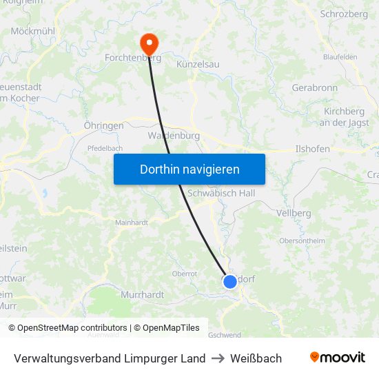 Verwaltungsverband Limpurger Land to Weißbach map