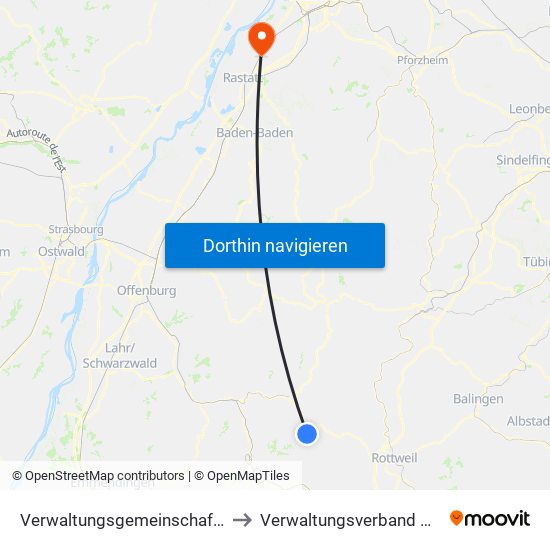 Verwaltungsgemeinschaft Schramberg to Verwaltungsverband Durmersheim map