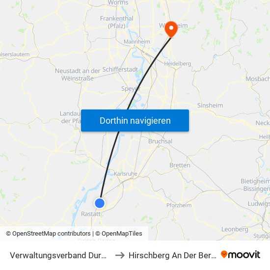 Verwaltungsverband Durmersheim to Hirschberg An Der Bergstraße map