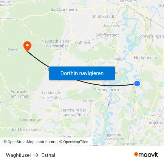 Waghäusel to Esthal map
