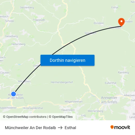 Münchweiler An Der Rodalb to Esthal map