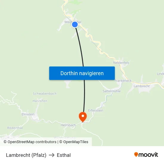 Lambrecht (Pfalz) to Esthal map