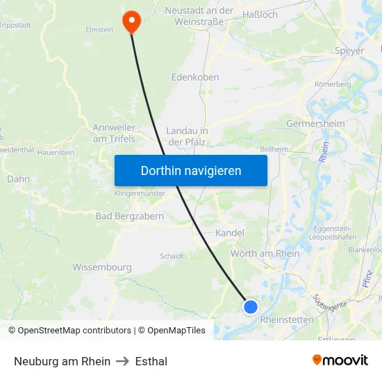 Neuburg am Rhein to Esthal map