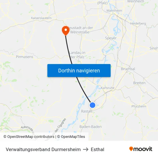 Verwaltungsverband Durmersheim to Esthal map