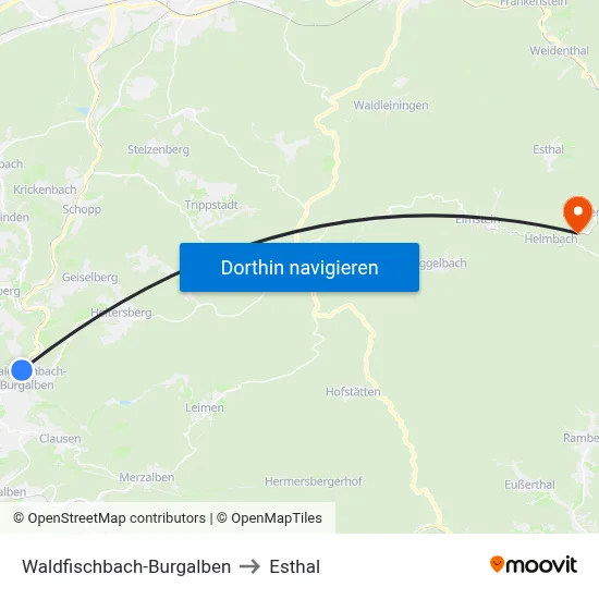 Waldfischbach-Burgalben to Esthal map