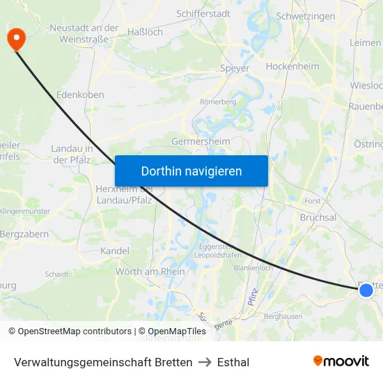 Verwaltungsgemeinschaft Bretten to Esthal map