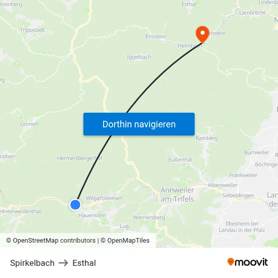 Spirkelbach to Esthal map