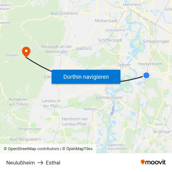 Neulußheim to Esthal map