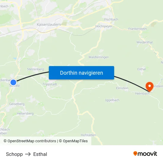 Schopp to Esthal map