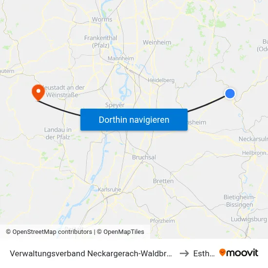Verwaltungsverband Neckargerach-Waldbrunn to Esthal map