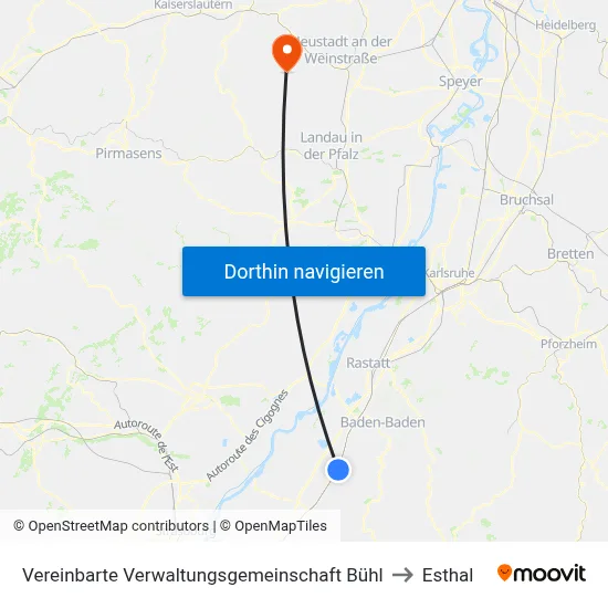 Vereinbarte Verwaltungsgemeinschaft Bühl to Esthal map