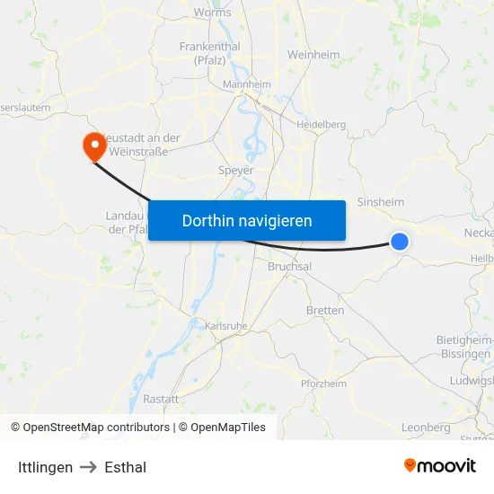 Ittlingen to Esthal map