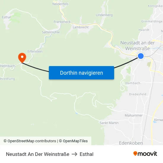 Neustadt An Der Weinstraße to Esthal map