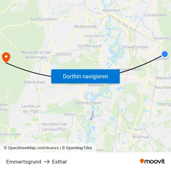 Emmertsgrund to Esthal map
